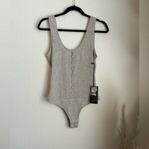 NWT- Privacy Please Gyle Bodysuit on Grey